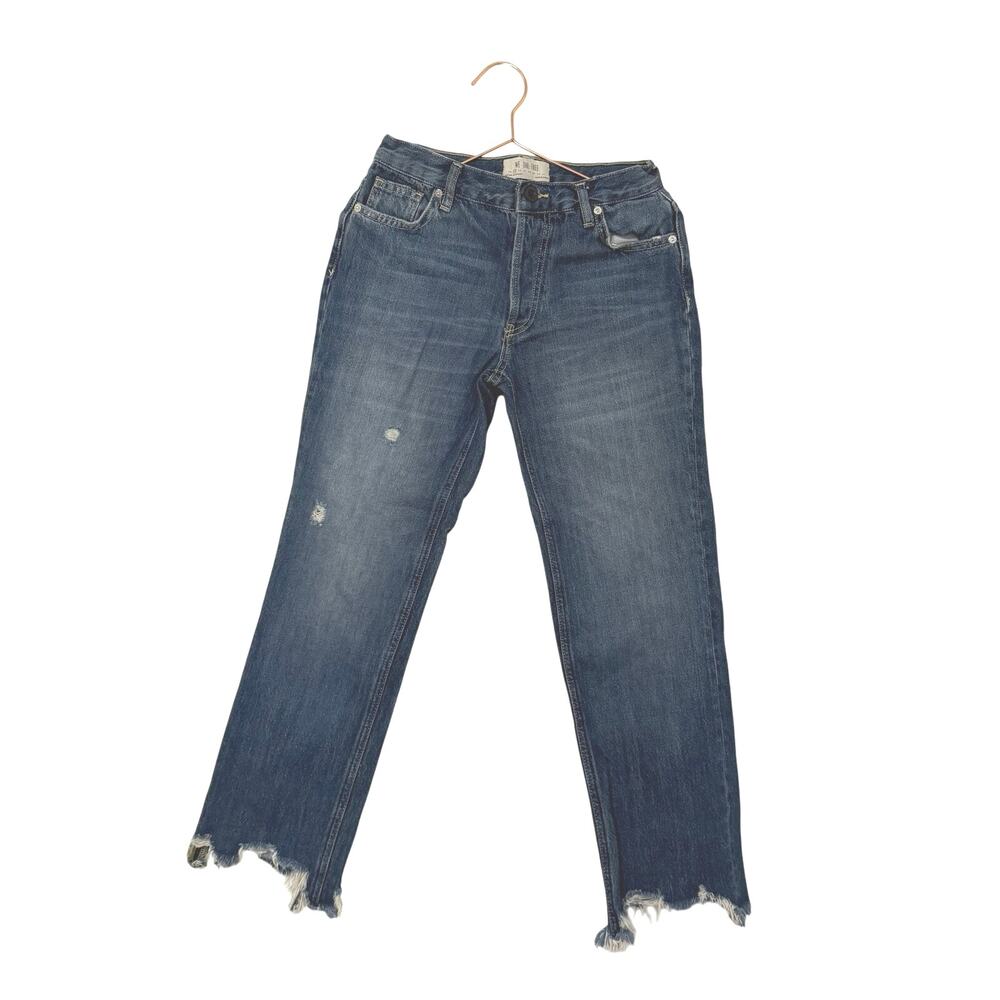 We the free button fly raw hem medium wash hem size 25 waist